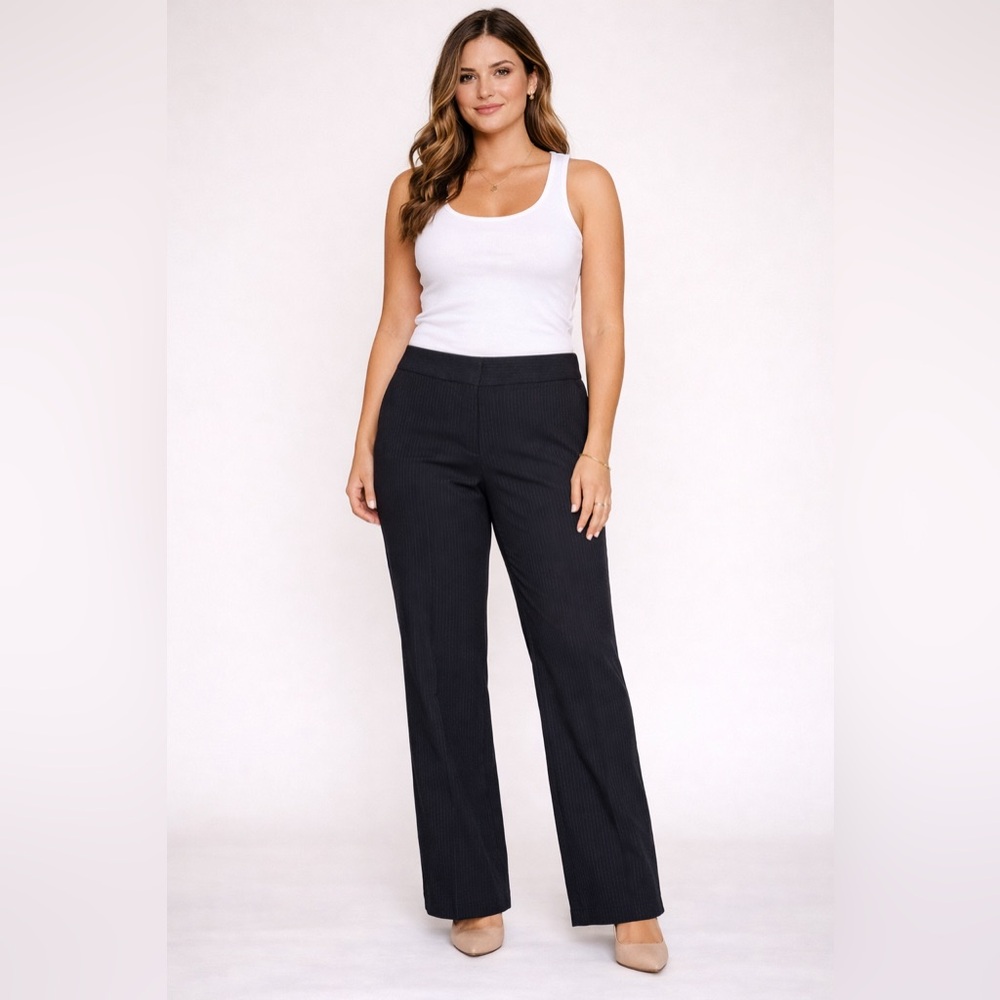 Ann Taylor Margo Womens Size 14 Wool Pinstripe Dress Pants Italian Fabric